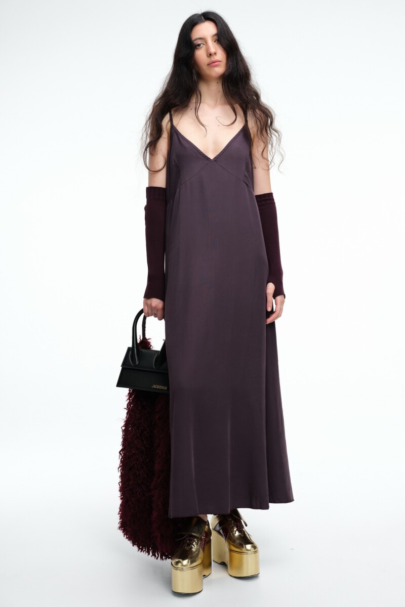 VESTIDO LARGO Bordo