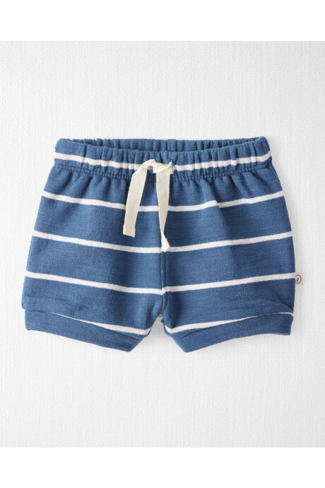 Set dos piezas de algodón orgánico, short y remera, azul Sin color
