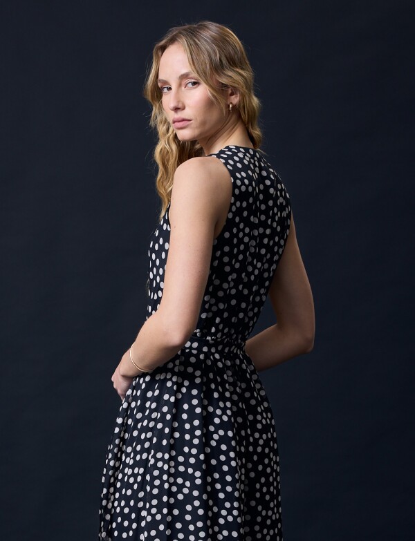 Vestido Maxi Lunares NEGRO/BEIGE