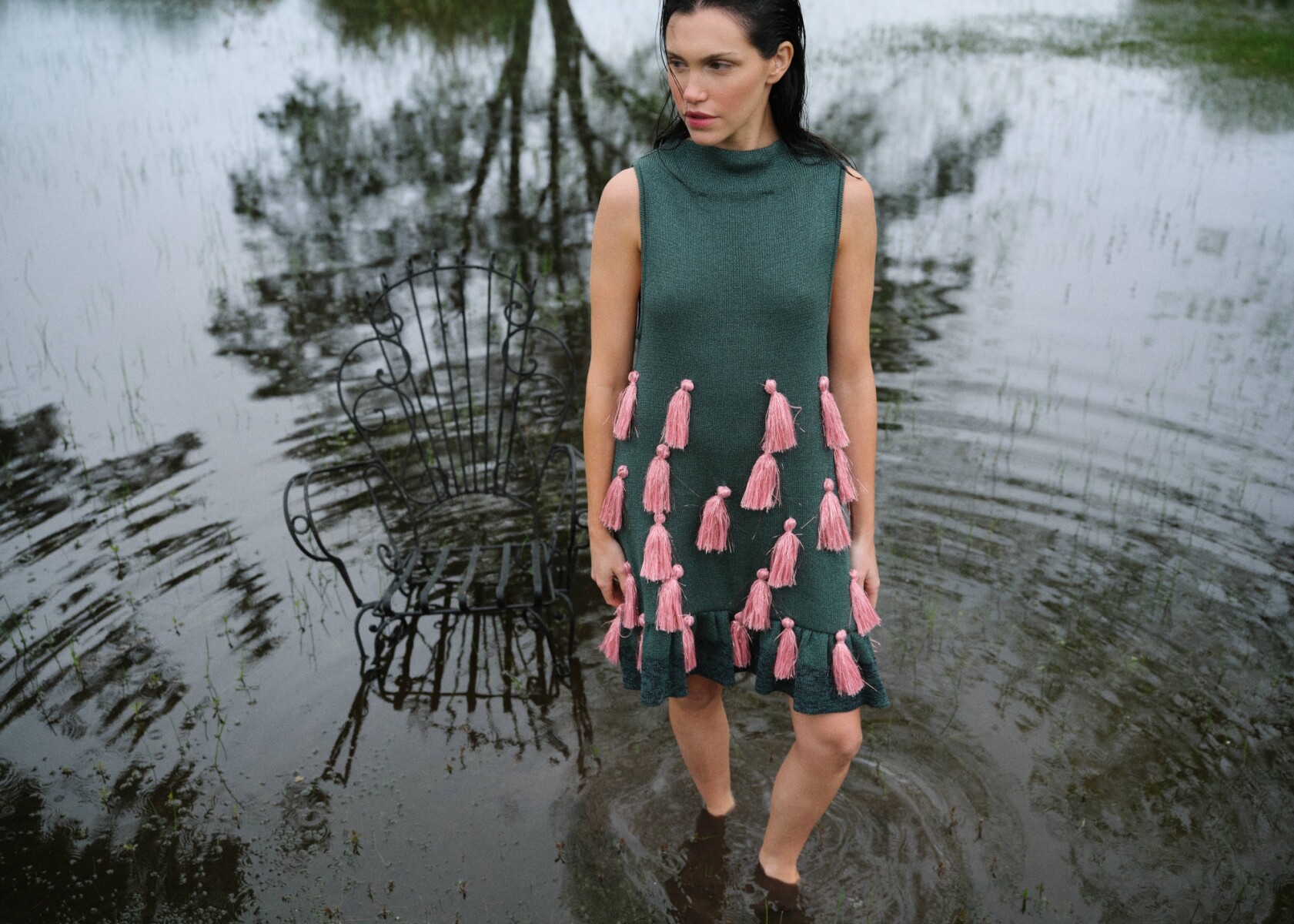 Cush Cush Dress - Petróleo / Rosa 