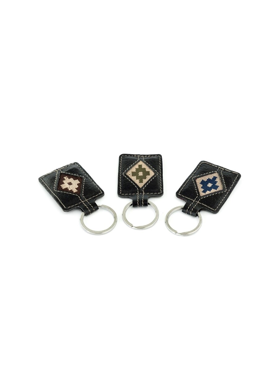 llavero de cuero rectangular - Negro 