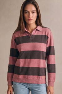 Sweater Polo Rayas Burdeos