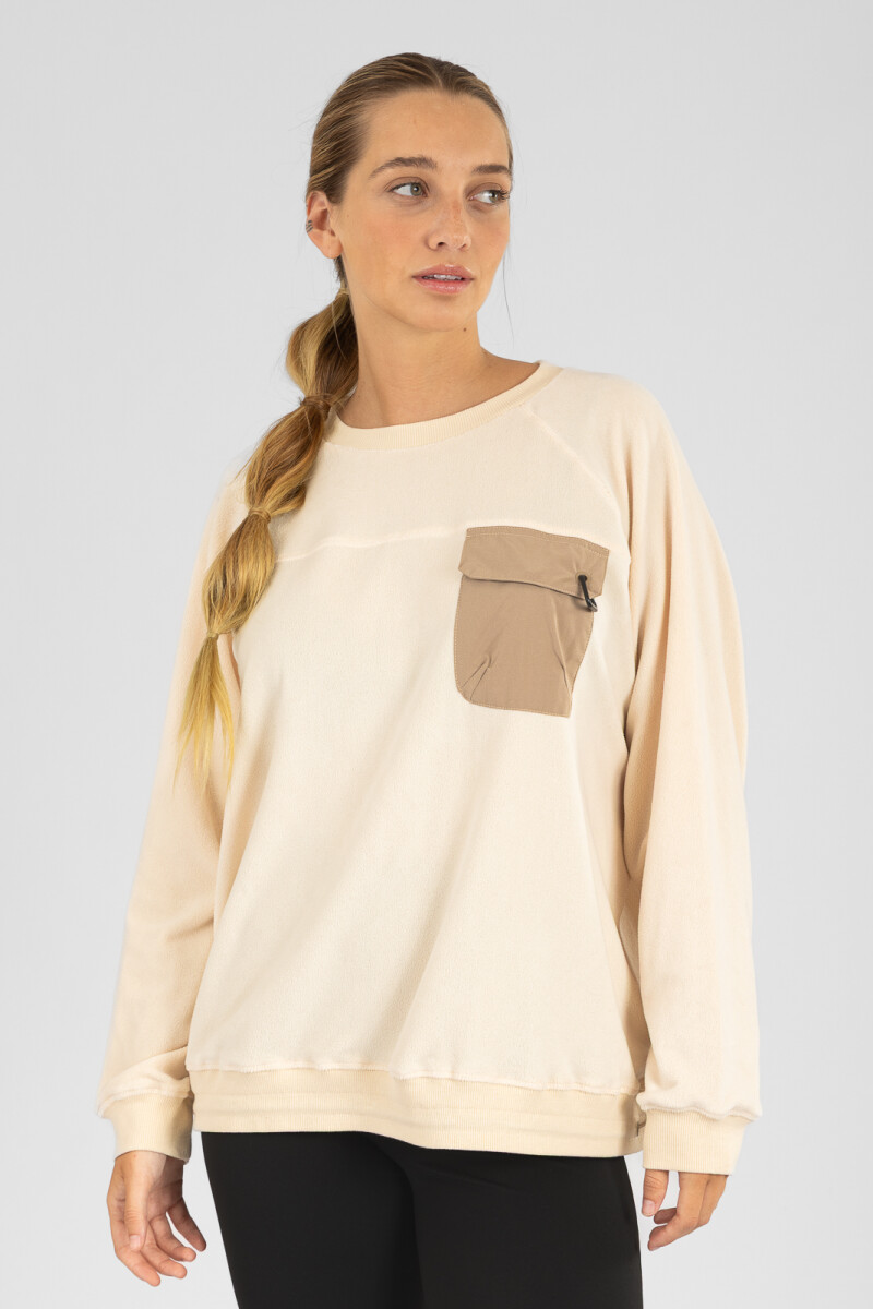 New sweater polar with pocket Beige