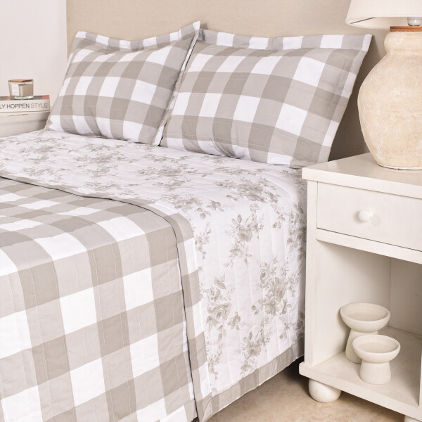Cubrecama Amelia Cuadros Beige King - Super King