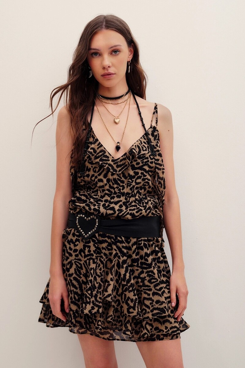 FALDA CHEETA ANIMAL LIGHT Marron