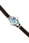 PULSERA DE CUERO CON CRISTAL FACETADO AZUL Pulsera