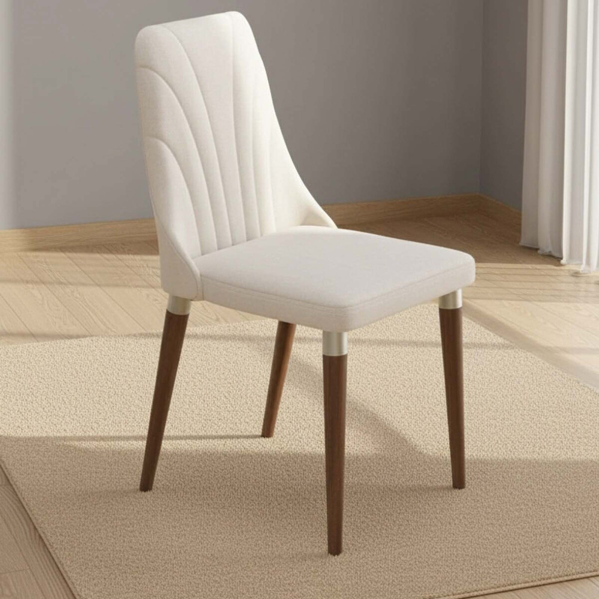 SILLA DE COMEDOR - MDF-Y-MADERA NATURAL-BEIGE LOREN 