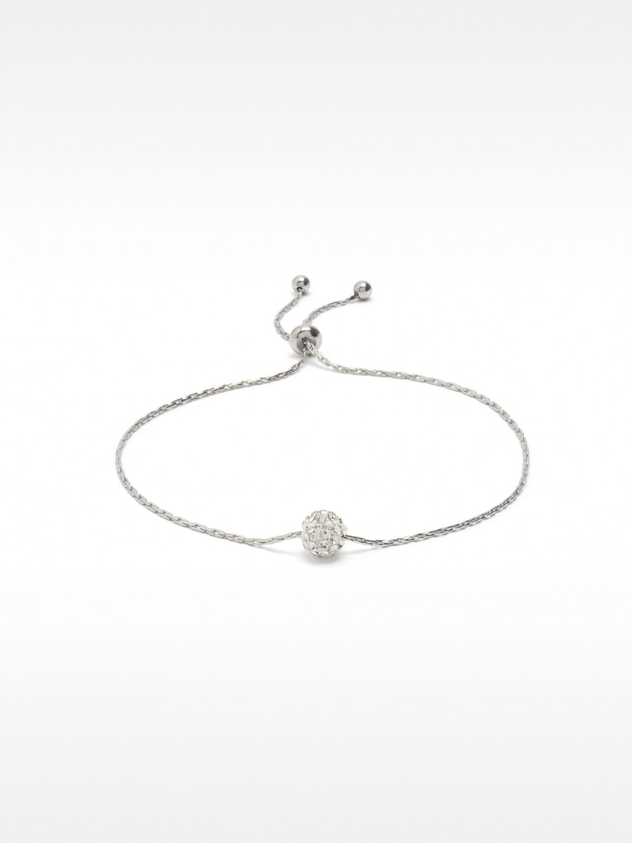 Pulsera Esfera Con Cristales - Acero Inoxidable plateado