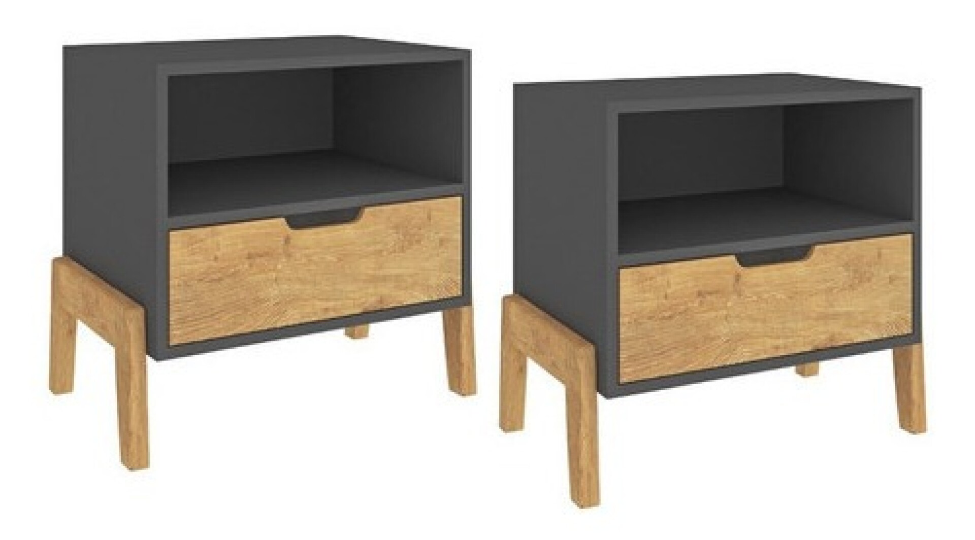 Mesa De Luz Nordica Living Dormitorio Combinada 1 Cajón X2 - Negro 