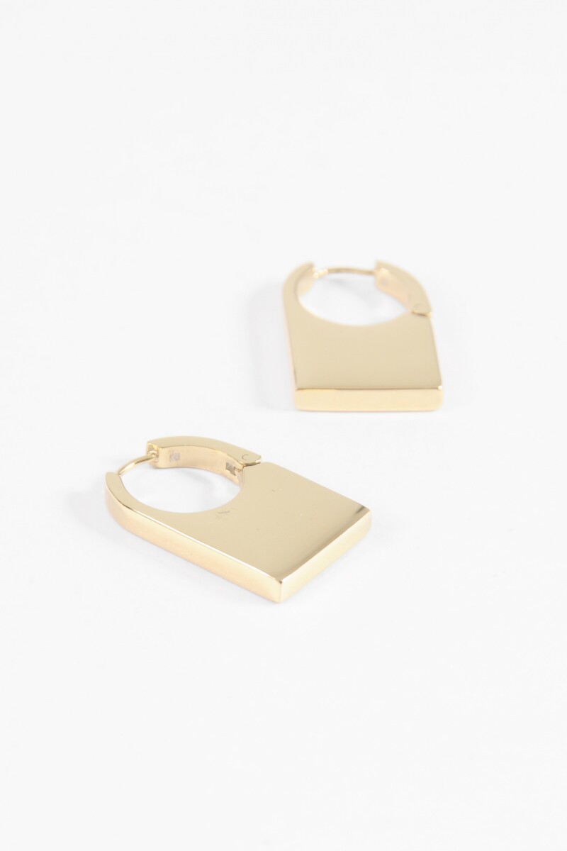 Aros acero candado dorado