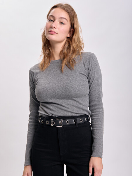 Remera rib Gris