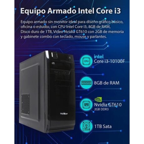 PC Equipo Armado Intel Core i3 / Ram 8GB / Disco 1TB / Nvidia GT610 2GB / Teclado Mouse y Parlantes PC Equipo Armado Intel Core i3 / Ram 8GB / Disco 1TB / Nvidia GT610 2GB / Teclado Mouse y Parlantes