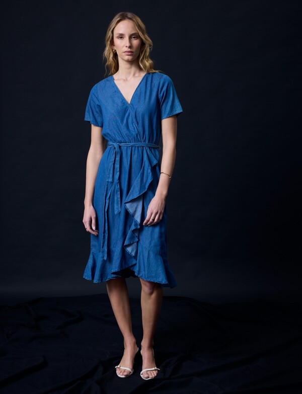 Vestido Tencel Detalle Lazo JEAN