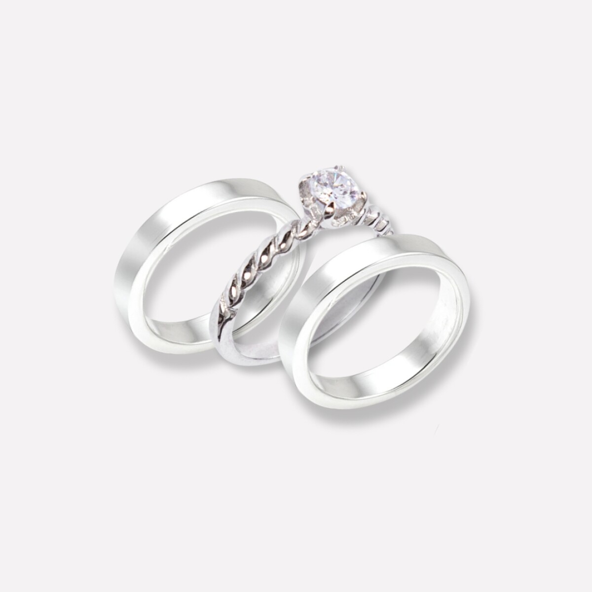 Set Love - Anillo Fancy Plata 925 con Circonia + Alianzas Plata 925 