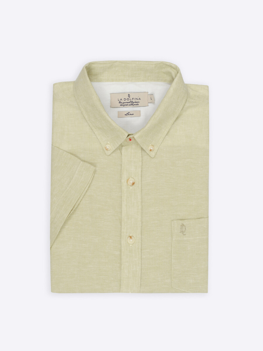 Camisa lino lisa - verde 