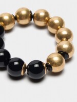 Pulsera Elástica De Cuentas Bicolor negro