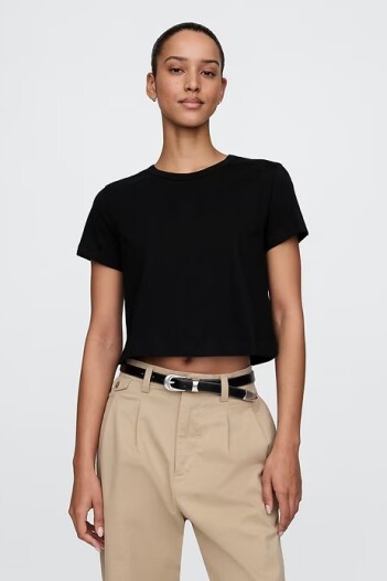 Remera Básica Crop Mujer Black