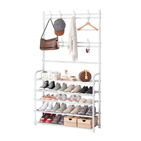 Organizador Perchero Zapatera Acero Estilo en Uno 5 Niveles Blanco