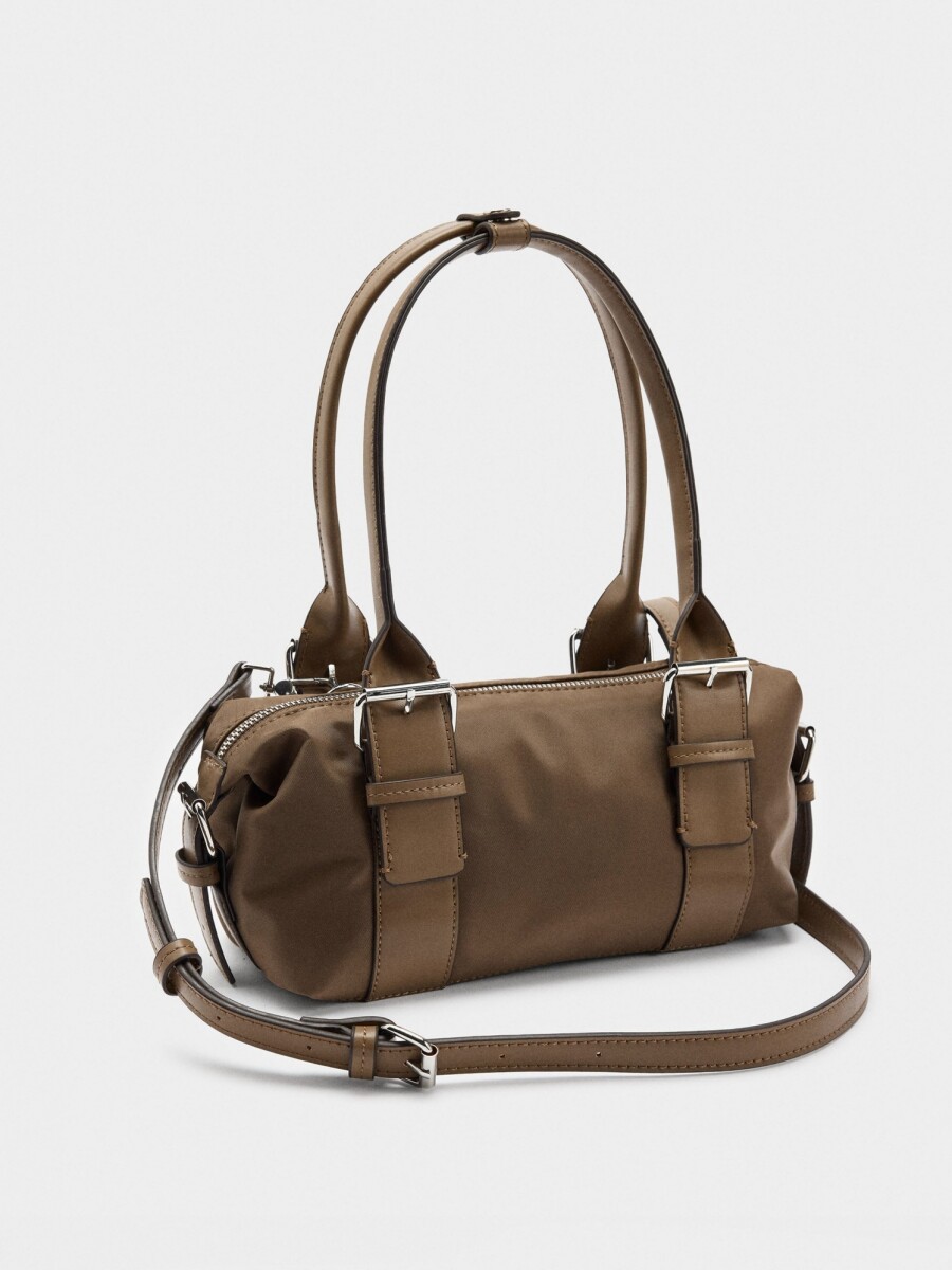 Bolso De Hombro Con Hebillas taupe
