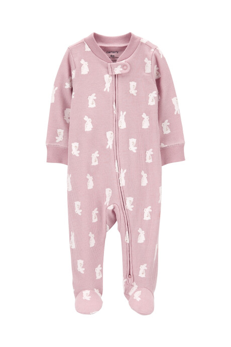 Pijama una pieza de algodón térmico, con pie, diseño conejos Sin color