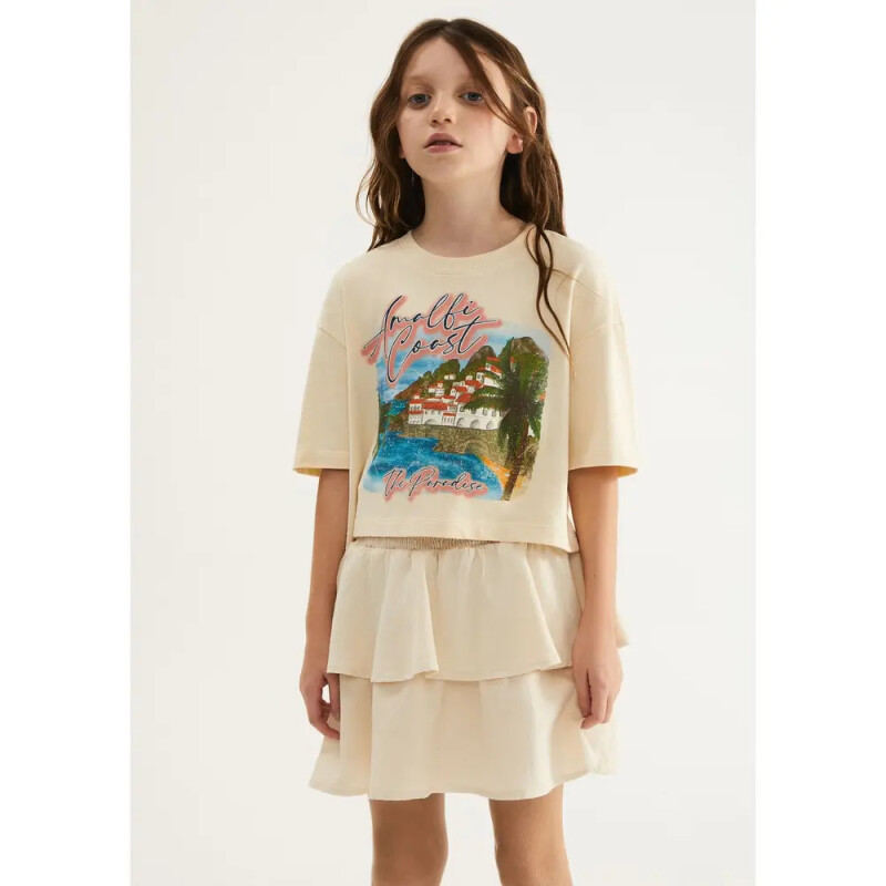 SAIA CURTA FEM AMARELO CLARO