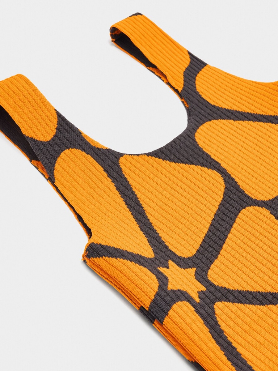 Bolsa De Punto Con Estampado Floral naranja