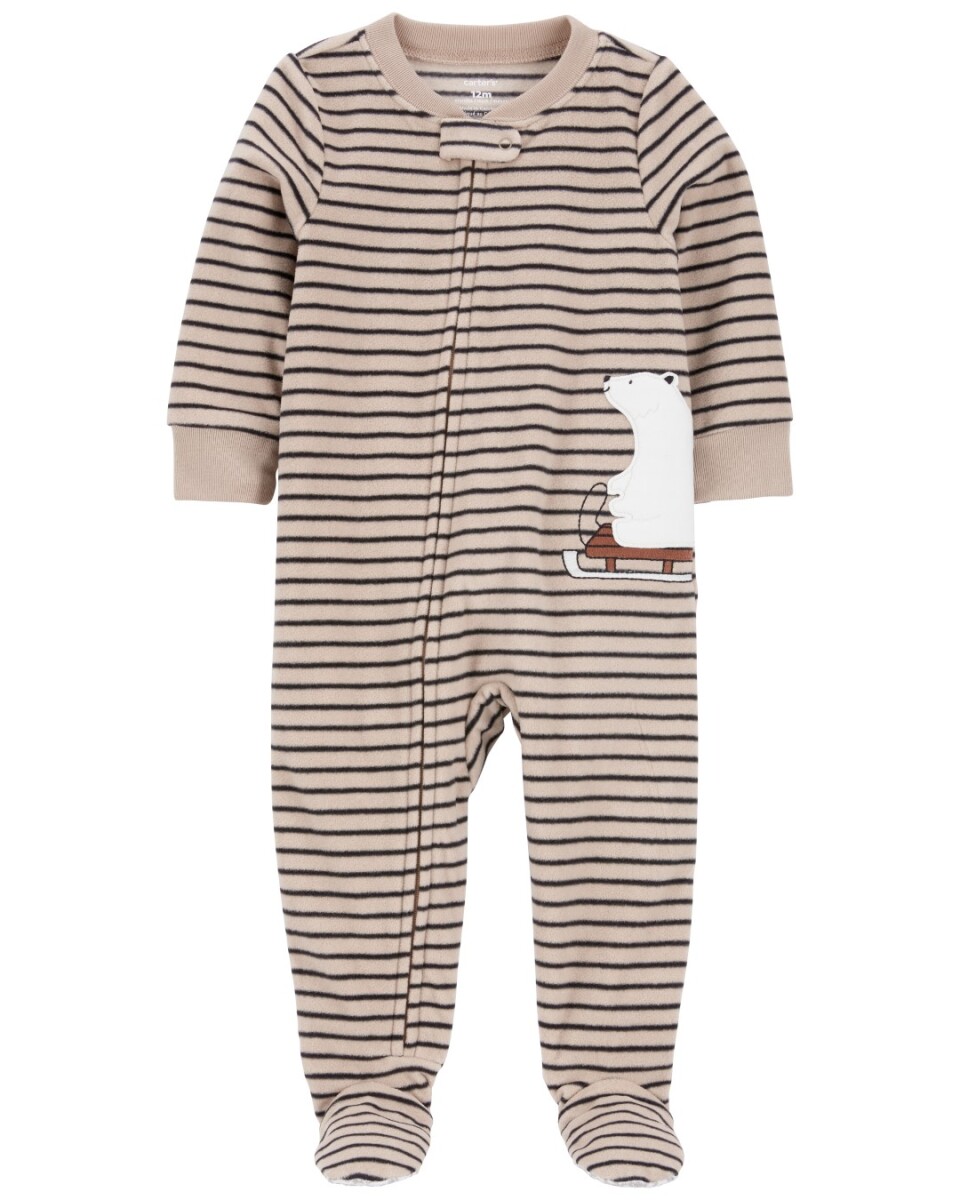 Pijama una pieza de micropolar con pie estampa oso polar 