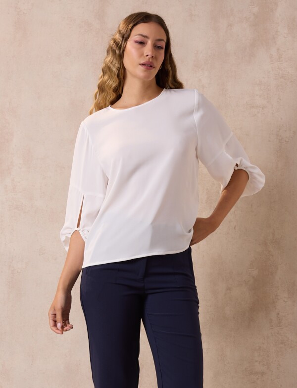 Blusa Manga Balloon BLANCO