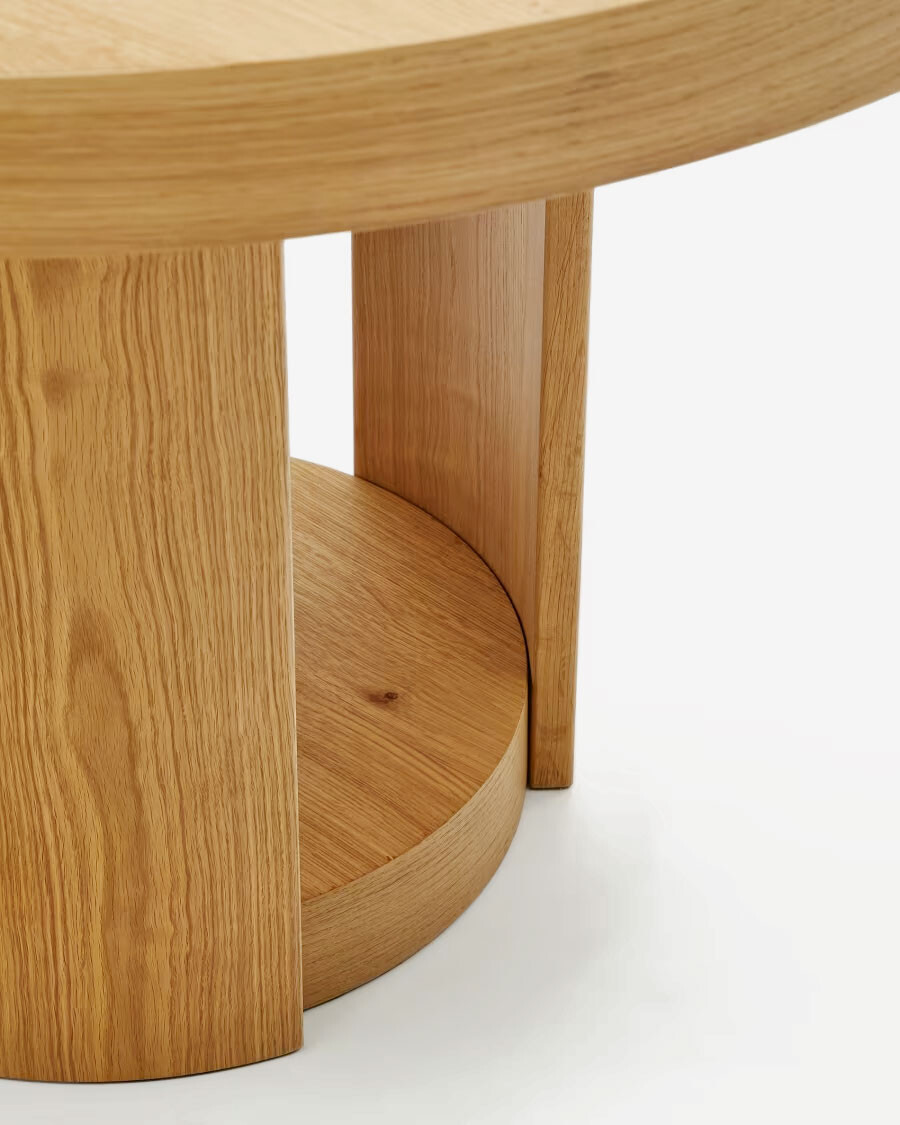 Mesa extensible redonda Artis de madera maciza y chapa de roble FSC 100% 120 (170) x 80 cm Mesa extensible redonda Artis de madera maciza y chapa de roble FSC 100% 120 (170) x 80 cm