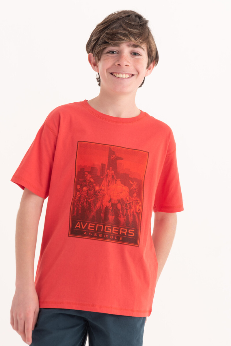 Camiseta manga corta estampada - Marvel roja 