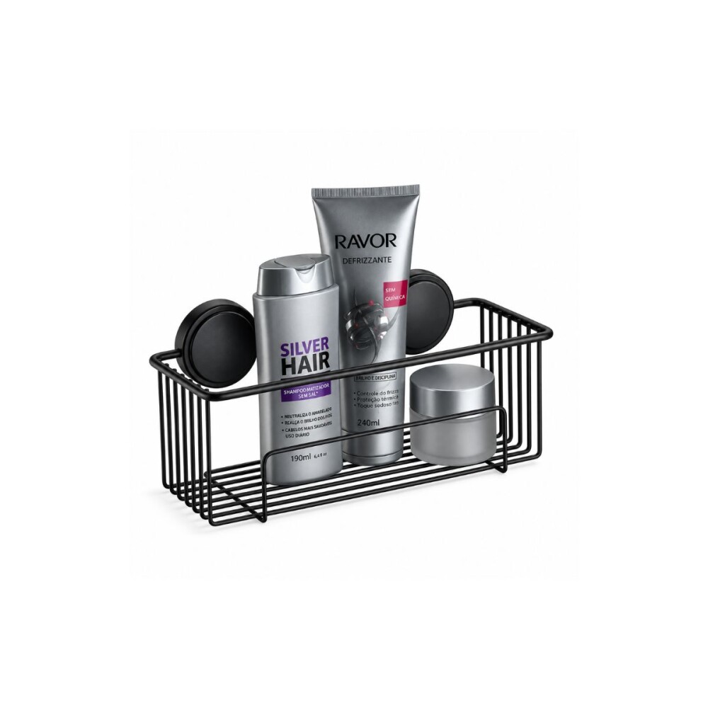 ORGANIZADOR DE BAÑO ADHESIVO NEGRO MATE Organizador De Baño Adhesivo Negro Mate