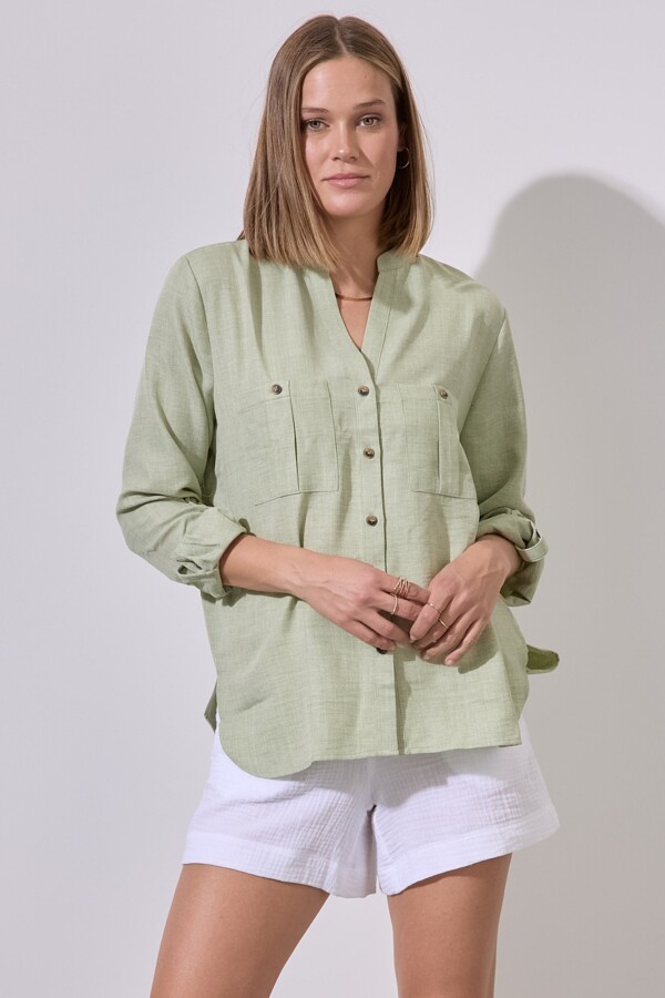 Blusa Bolsillos VERDE