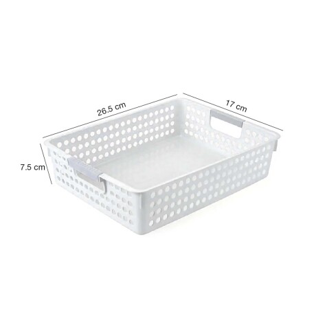 Caja Organizadora Baja Canasto Multiuso Pequeño en Plástico Blanco