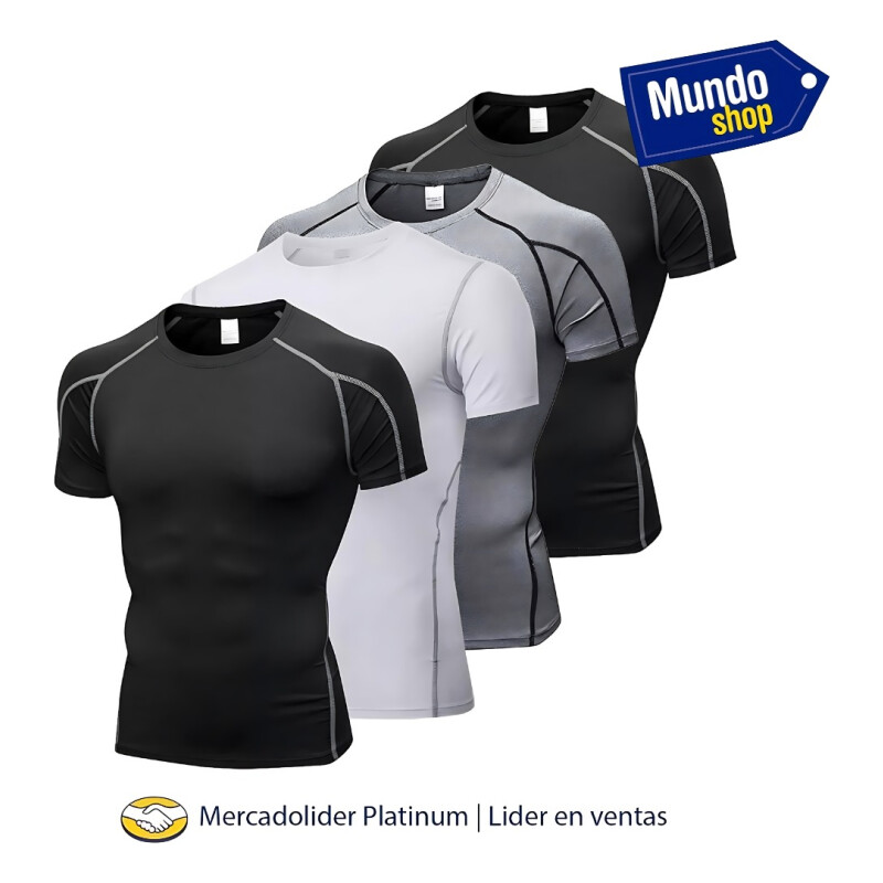 Set Deportivo X4 Remeras Termicas Entrenar Fit Multicolor