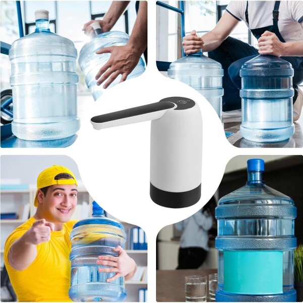 Dispensador Agua Bidon Bomba Eléctrica Automatica Recargable Variante Color Plateado Negro