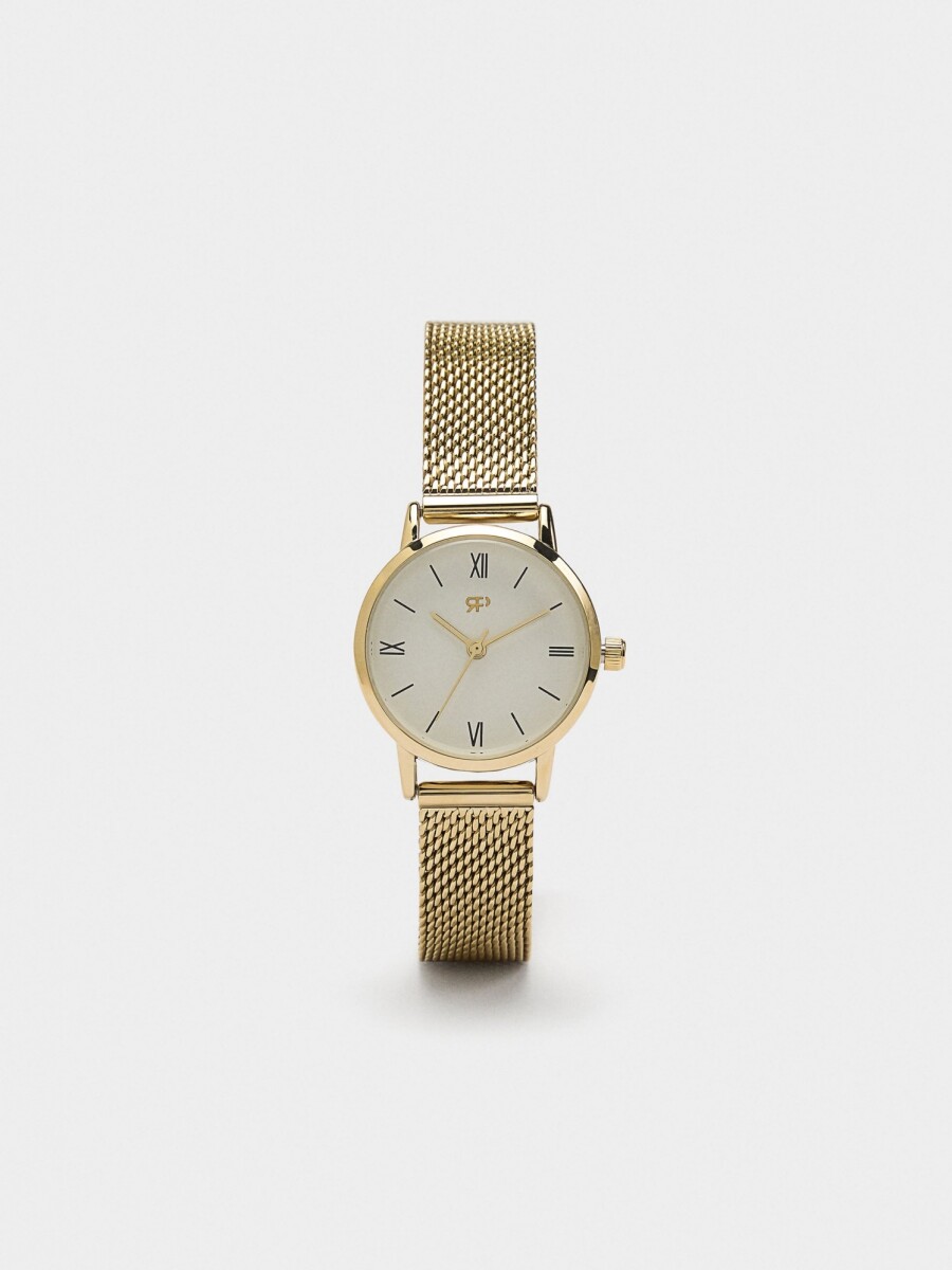 Reloj Pulsera De Malla Metálica De Acero dorado