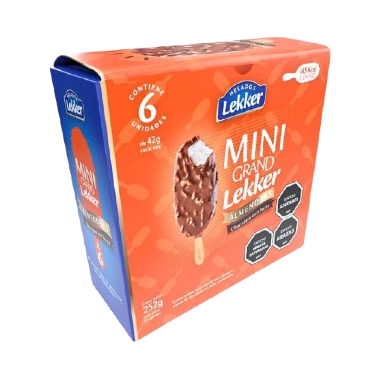 Helado Mini Grand Lekker - 6 ud. - 252 g - - Crema cobertura Chocolate y Almendras 
