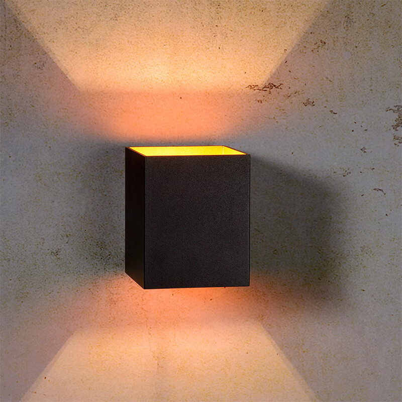 ARTEFACTO BIDIRECCIONAL CUBO IP20 LEEK - Lámpara de Pared Bidireccional Cubo Leek Negra