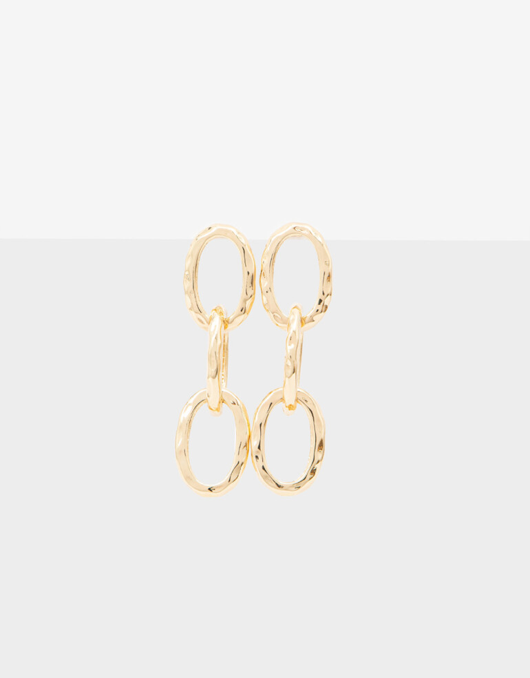Aros Colgantes Largos Metal Aros Largos De Eslabones - Dorado