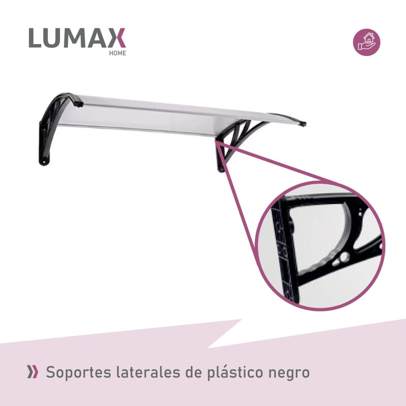 Alero Policarbonato Transparente Y Soporte Negro 1.2 X 1.0 M Blanco
