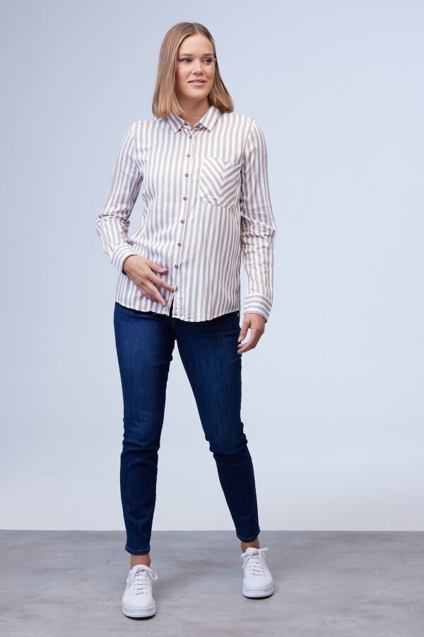 Camisa Lineas BEIGE/MULTI