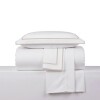Juego de Sabana 1 Plaza Basic Color Block 200 Hilos - Pilar Blanco/Beige