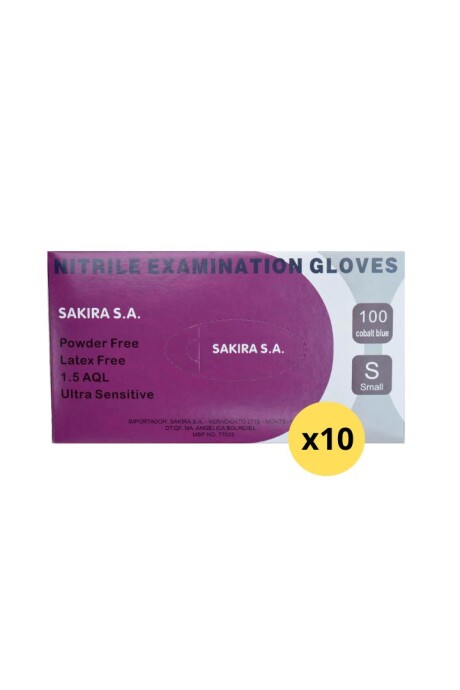 Guantes de Nitrilo Sakira caja x 100 unidades OFERTA CAJA CERRADA X 10 Azul Cobalto