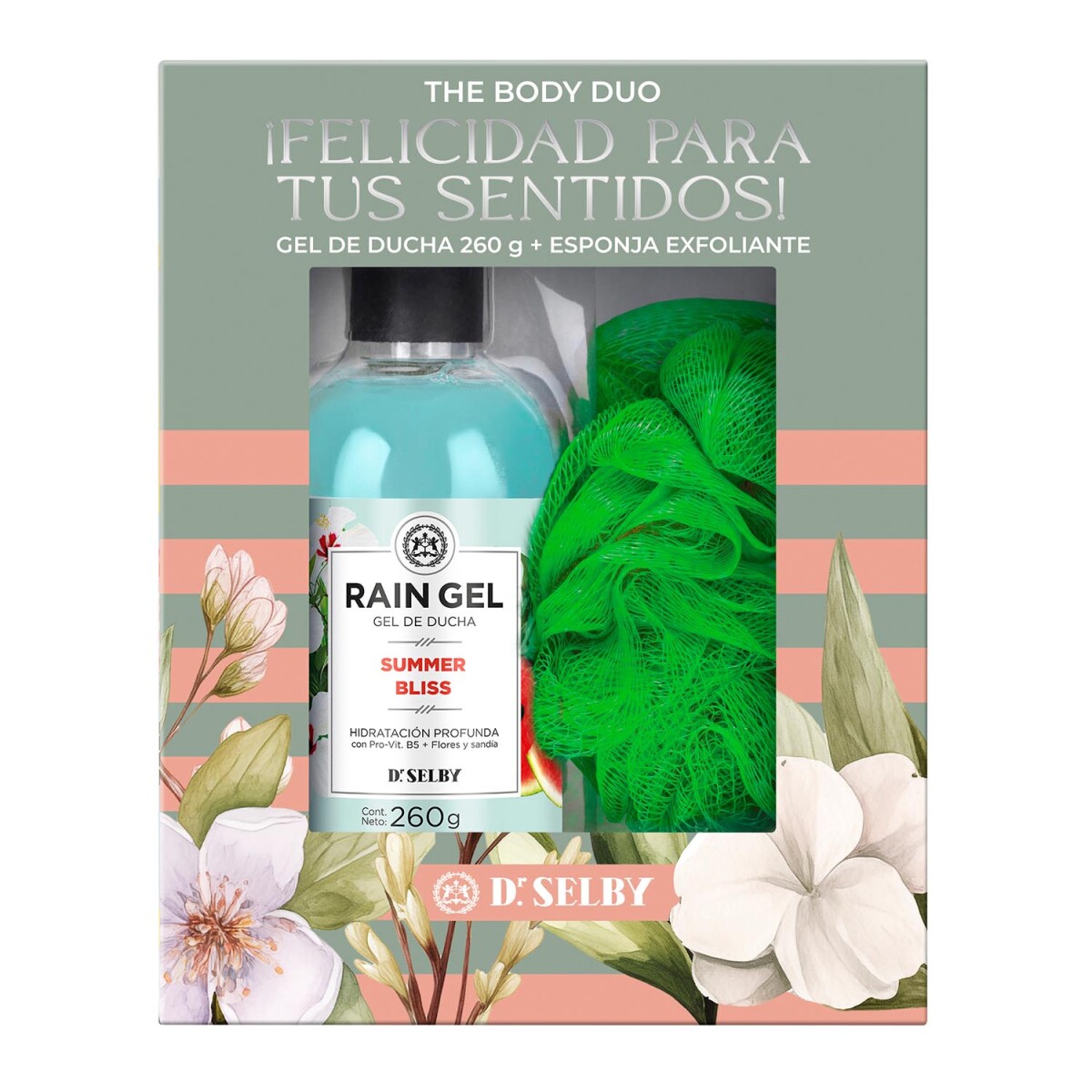 Dr. Selby Pack Rain gel - Gel de ducha Summer Bliss 260g + Esponja exfoliante 