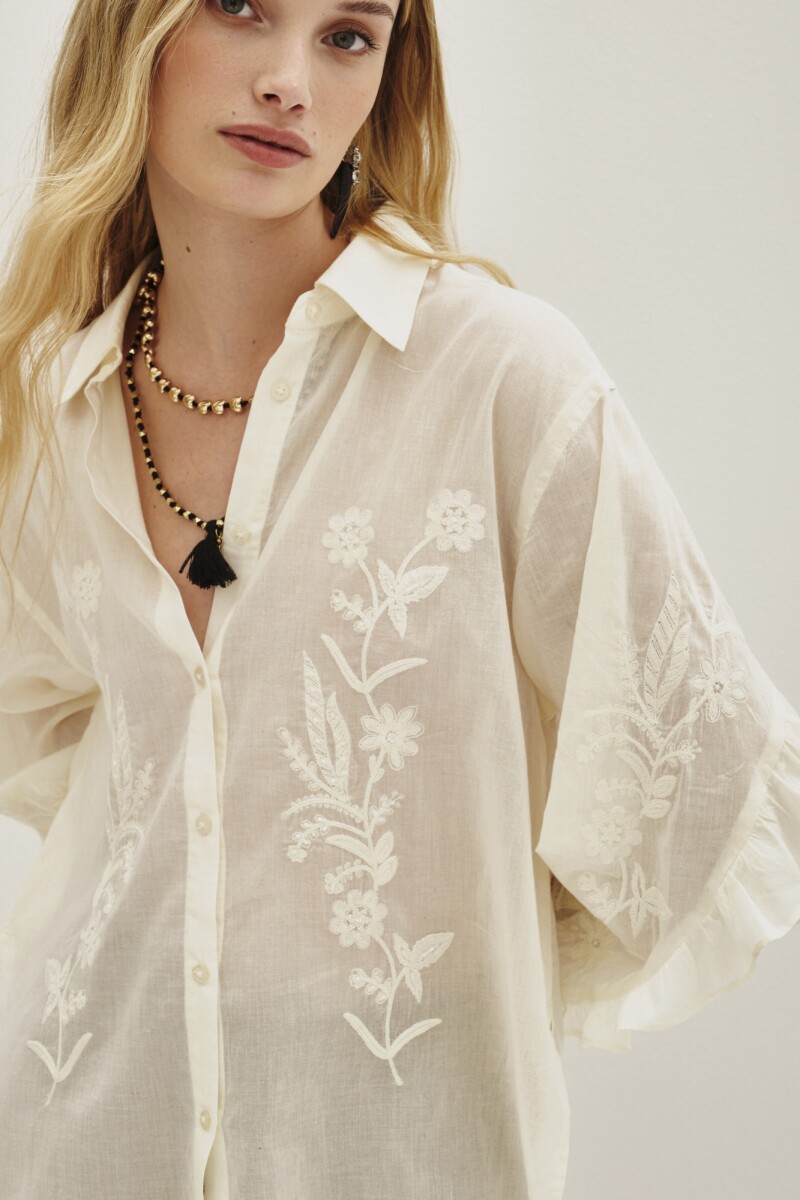 Camisa Frills Flowers Crudo