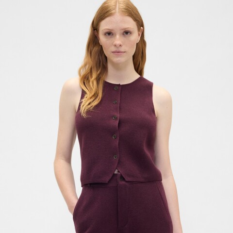 CASHSOFT LT TAILORED VEST TUSCAN RED