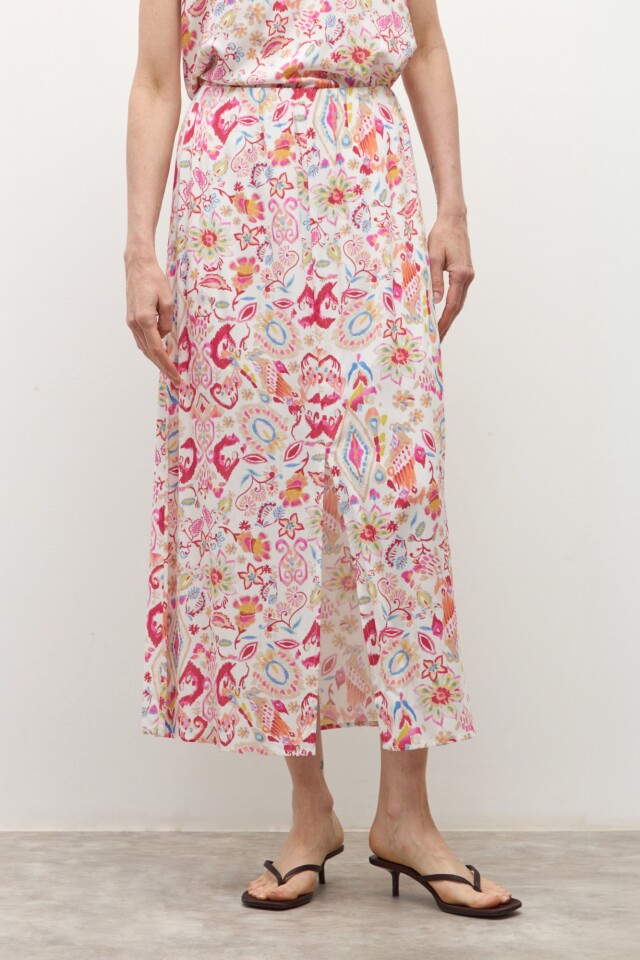 Falda estampada paisley rojo