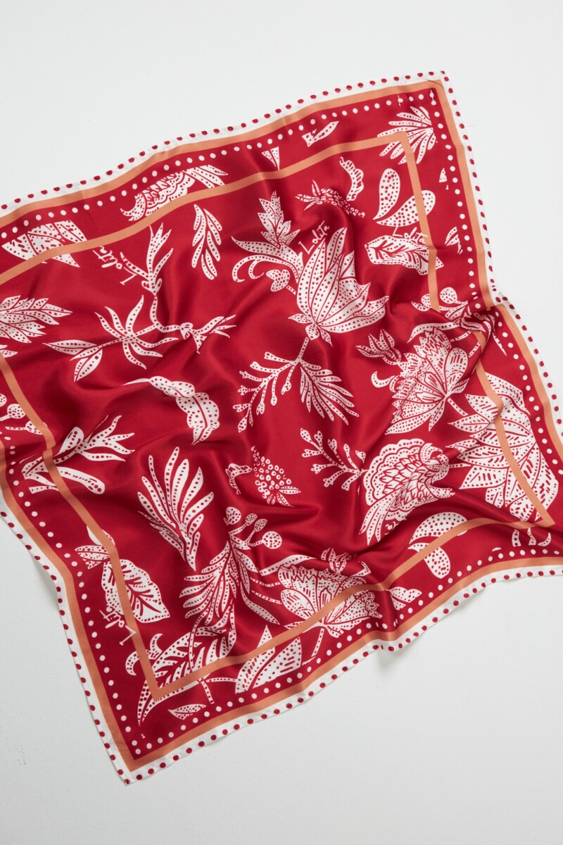 Pañuelo estampado botanico rojo