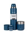 Kit Termo Acero Bala 750Ml + Mate Folkie Opaco Azul