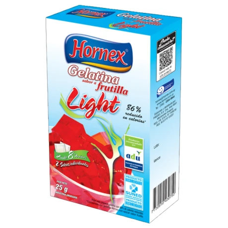 GELATINA HORNEX LIGHT 25G 8P FRUTILLA GELATINA HORNEX LIGHT 25G 8P FRUTILLA